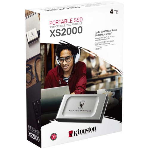Внешний SSD Kingston XS2000 BOC (SXS2000/4000GA) 4.0Tb (USB3.2 Gen2х2, Type-C, up to 2000/2000Mbs, 3D TLC, IP55, 70х33х14mm, 29g)