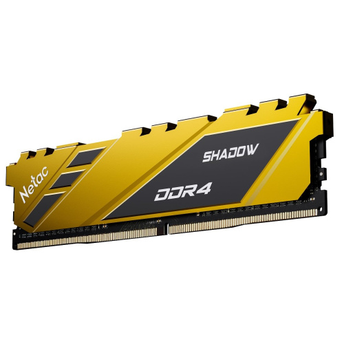 ОЗУ Netac Shadow NTSDD4P32SP-16Y DDR4 DIMM 16Gb PC25600, 3200Mhz, C16 Yellow, с радиатором