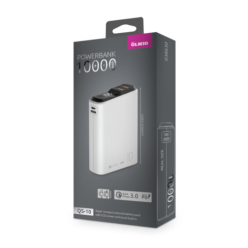 Внешний аккумулятор OLMIO QS-10 (38630) 10000mAh белый