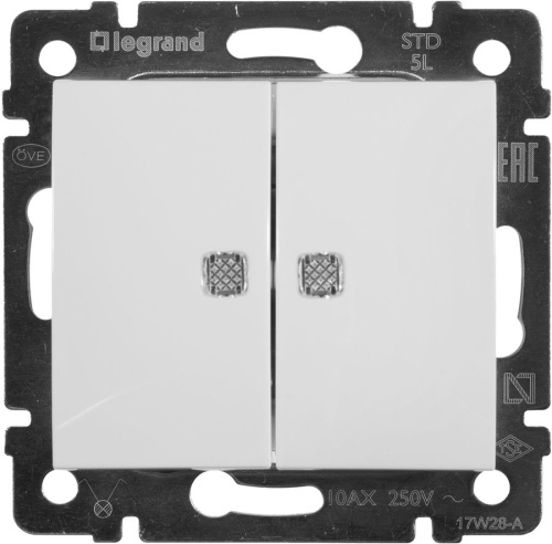 Выключатель Legrand Valena скрыт. 2кл. IP20 белый (774428)