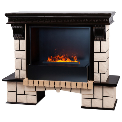 Электрокамин RealFlame Stone 26 AO античный дуб с очагом 3D Cassette 630 Black Panel