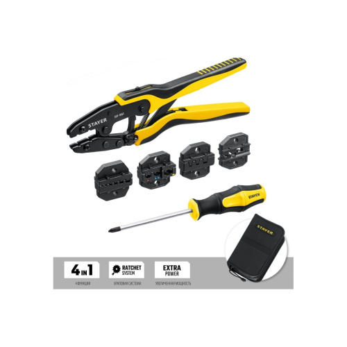 Пресс-клещи STAYER Professional SP-4M (45445) +4 матрицы, в сумке чехле