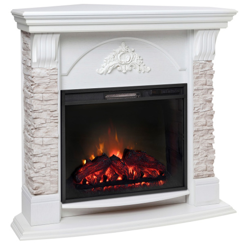 Электрокамин RealFlame Athena Corner GR белый с очагом Sparta 25,5 LED