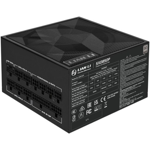 Блок питания Lian Li SX0850P (G9P.SX0850P.B000.RU) / Black / ATX 3.1, 850W, 80 Plus Platinum, PCIe 5.1, APFC, 120mm FDB Fan, Fully Modular