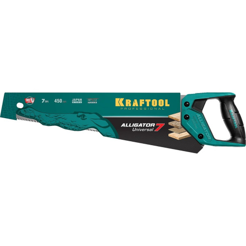 Ножовка KRAFTOOL Alligator 7 15004-45 z01 универсальная 450 мм, 7 TPI 3D зуб