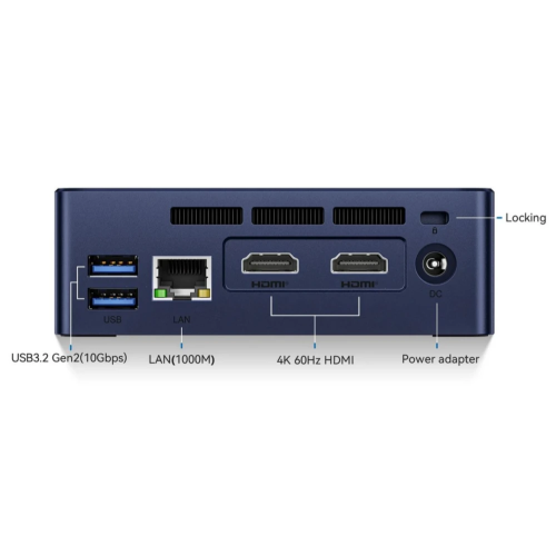 Мини ПК Beelink Mini S12 (BL/MINI S12/N95/8G/256G/Navy Blue) Intel Alder Lake N95, 4C/4T, Intel UHD 1.20 GHz(16EUs), 8GB DDR4 3200MHz RAM 256GB