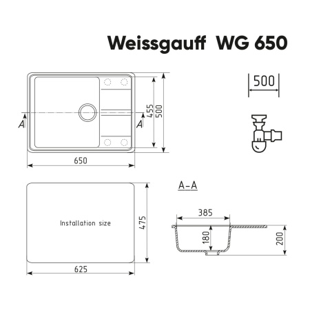 Мойка Weissgauff WG 65008 Anthracite