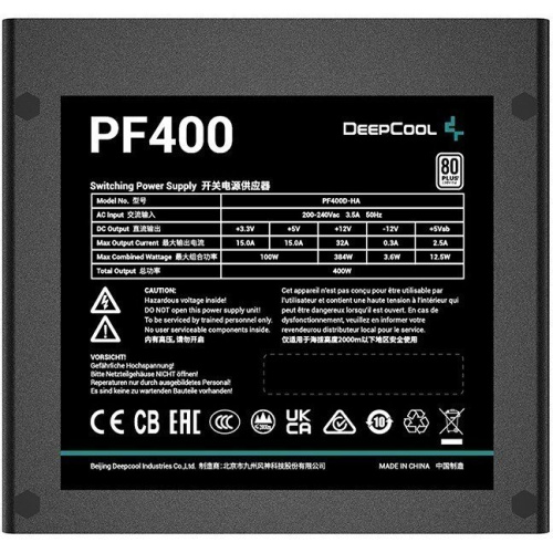 Блок питания Deepcool PF400 80+ ATX 2.4 400W, PWM 120mm fan, 80 Plus, Active PFC RET